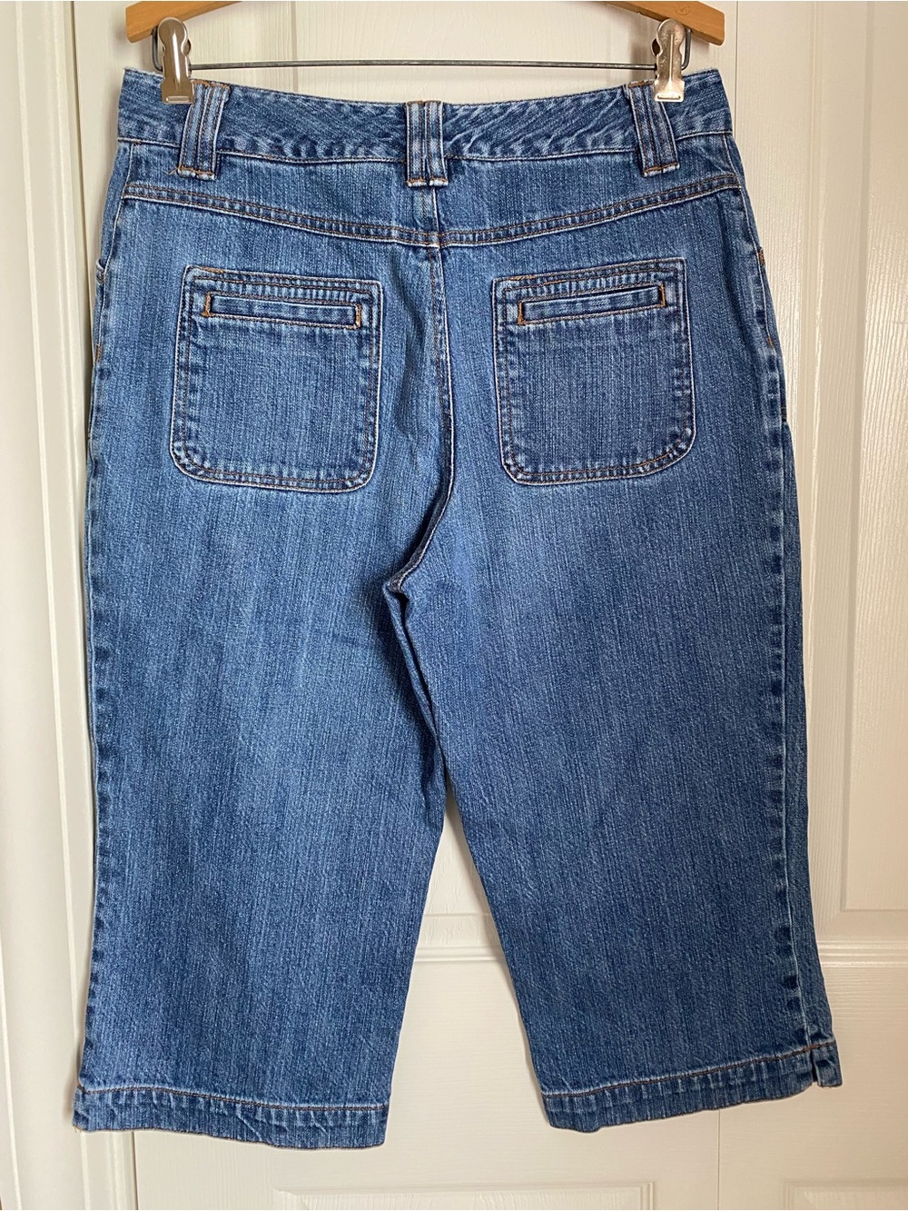 Vintage 90s Y2K 100% Cotton Denim Jean Capri 10 Faded High Waisted Casual Summer